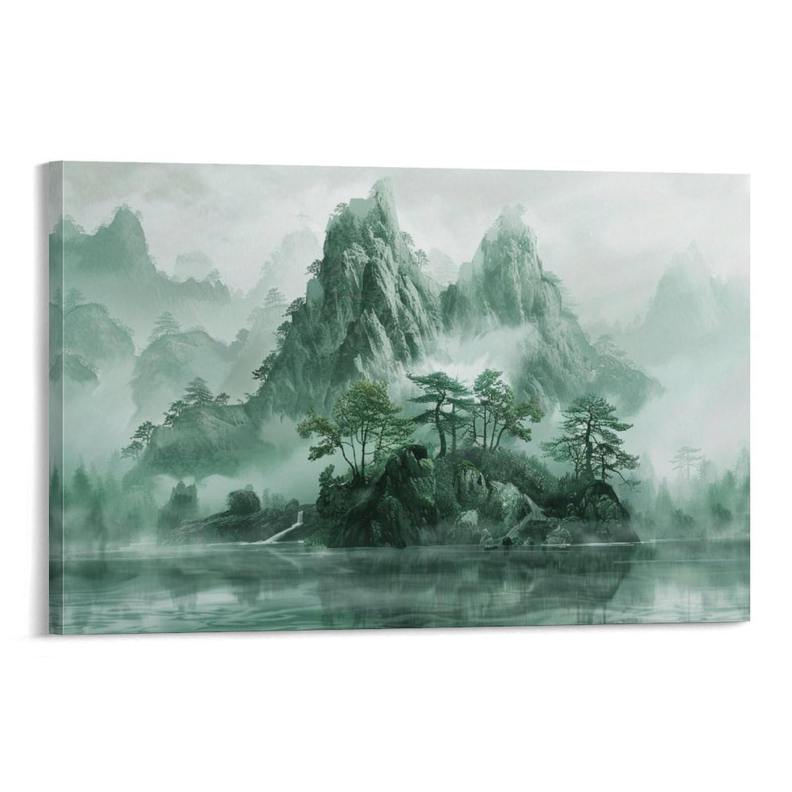Amazon.co.jp: 絵画 芸術的な山、湖、木々 アートパネル ポスター 