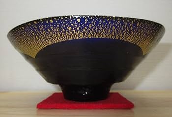 渡部信二　義山　満天星　平茶碗 Amazon.co.jp: 込逢絢亭茶道具 平茶碗 義山 金箔 満天星 渡部