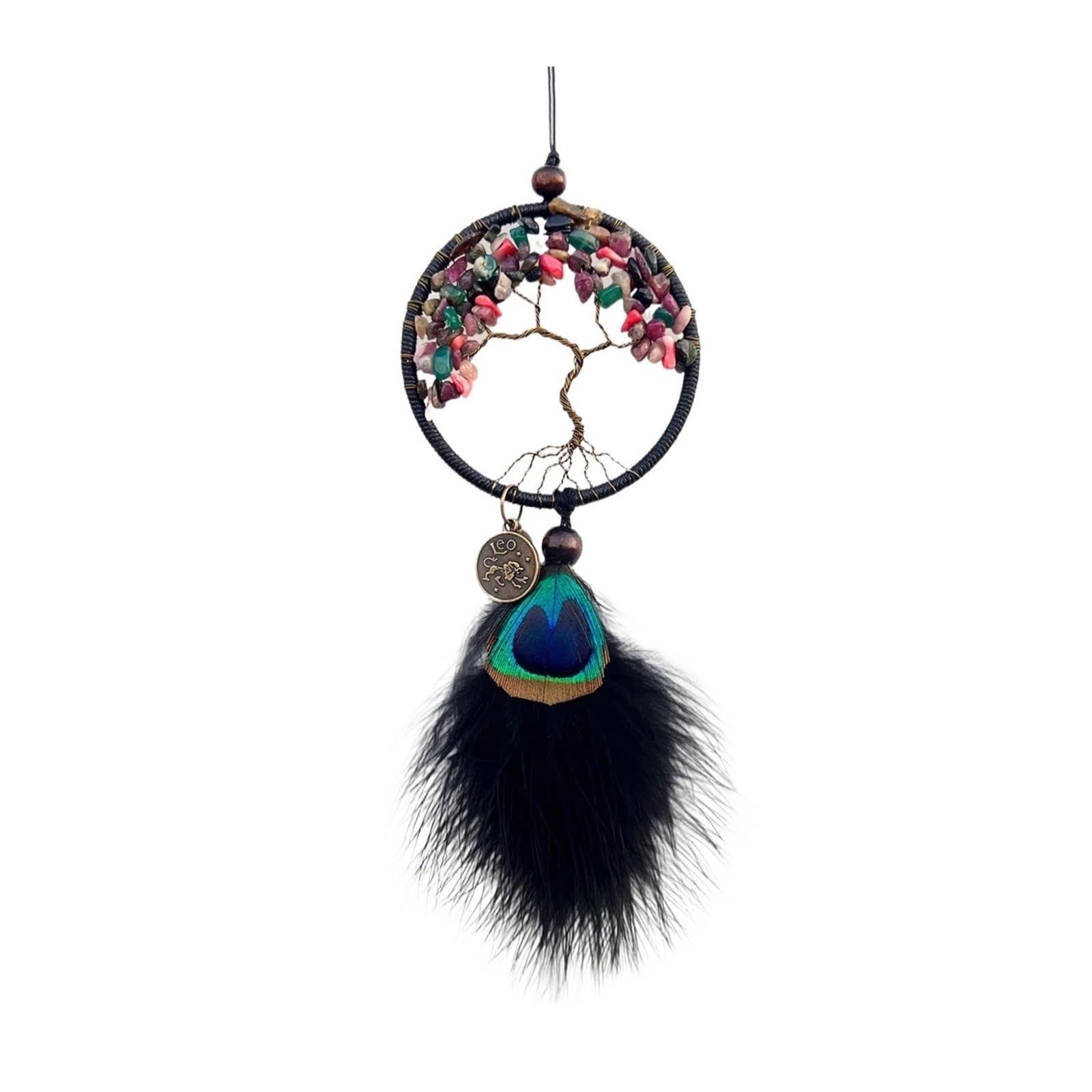 Mini Tree of life Dream catchers for Car with Crystal, Gemstone Suncatcher Hanging is Personalized Home decor For Bedrooms(Color1)