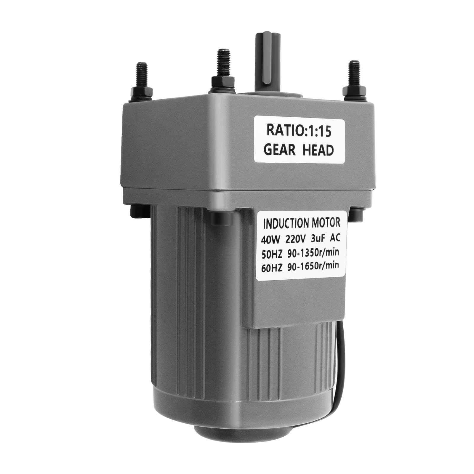 Motor de engranaje eléctrico, motor de engranaje de 220 V CA con regulador de velocidad, retardo velocidad ajustable, adecuado para diferentes industrias como embalaje, presión (1, 40 W, 15 K)