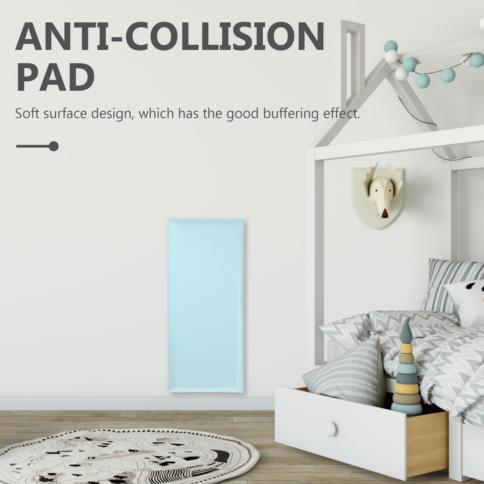 Toyvian 8 Stück Selbstklebende PVC Wandpolsterung mit Polsterschutz und Pufferfunktion für Kinderzimmer Wanddekoration und Babysicherer Wandhintergrund in Blau