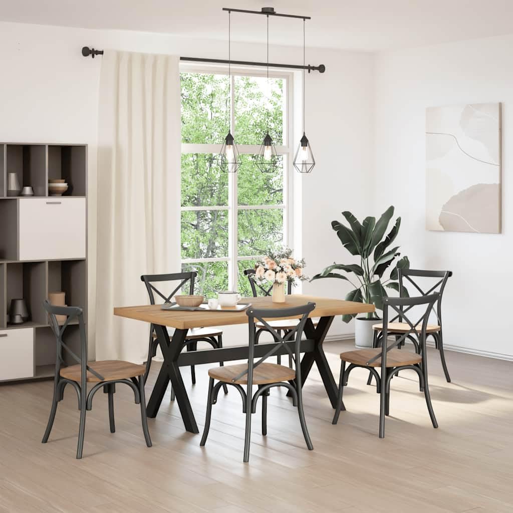 vidaXL Mesa Comedor NOAIN Patas Forma X Madera Maciza Pino 160x90x75cm
