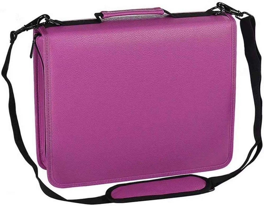 WINSHEA 180 Slots Pencil Case PU Leather Students Colored Pencils Case Holder Wrap Pouch Organizer Pen Storage Bag with Adjustable Strap (No Pencils) (Purple)