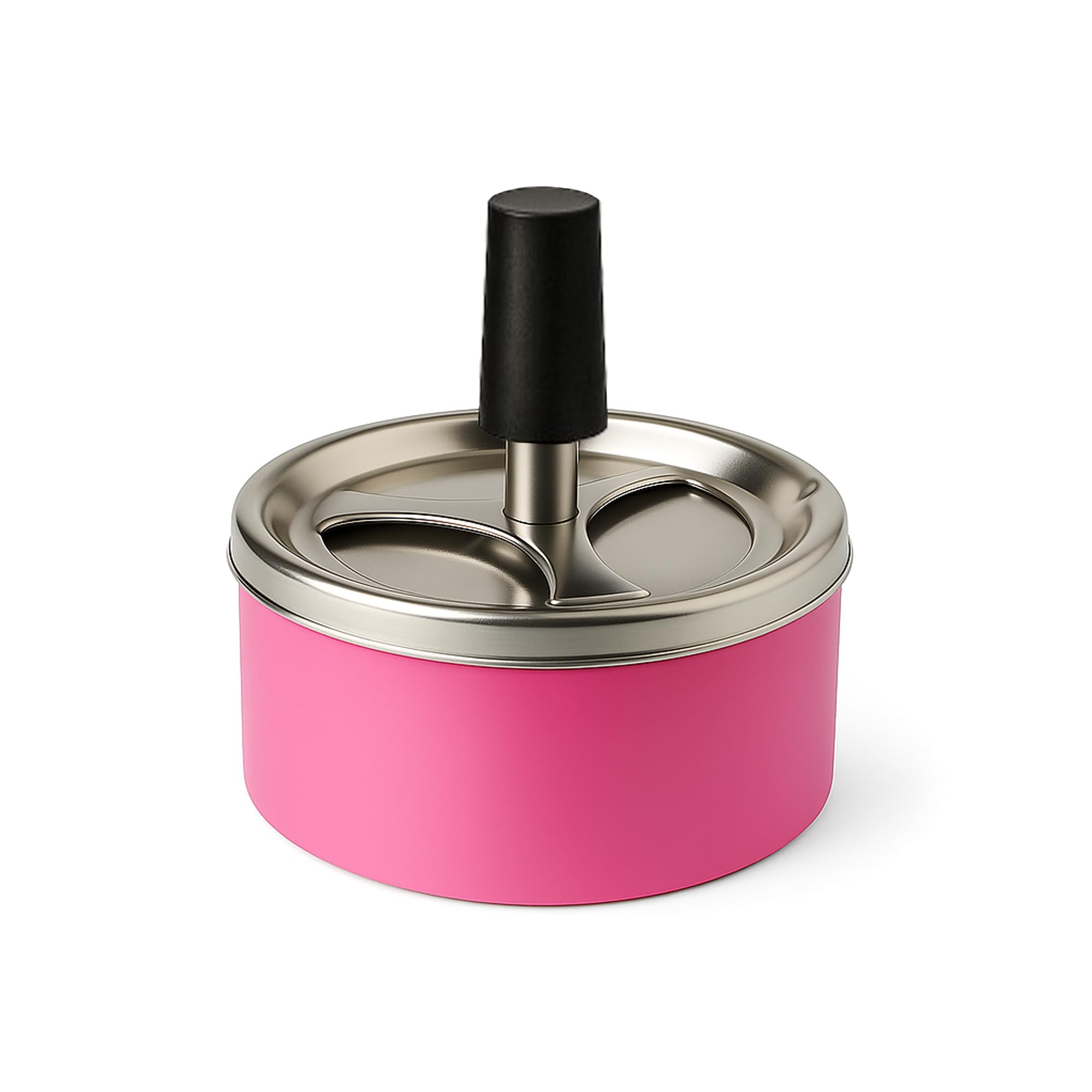 Stainless Steel Tabletop Push Down Cigarette Spinning Ashtray with Lids | Windproof and Odor Free Cool Ashtray | For Home Indoors and Outdoors