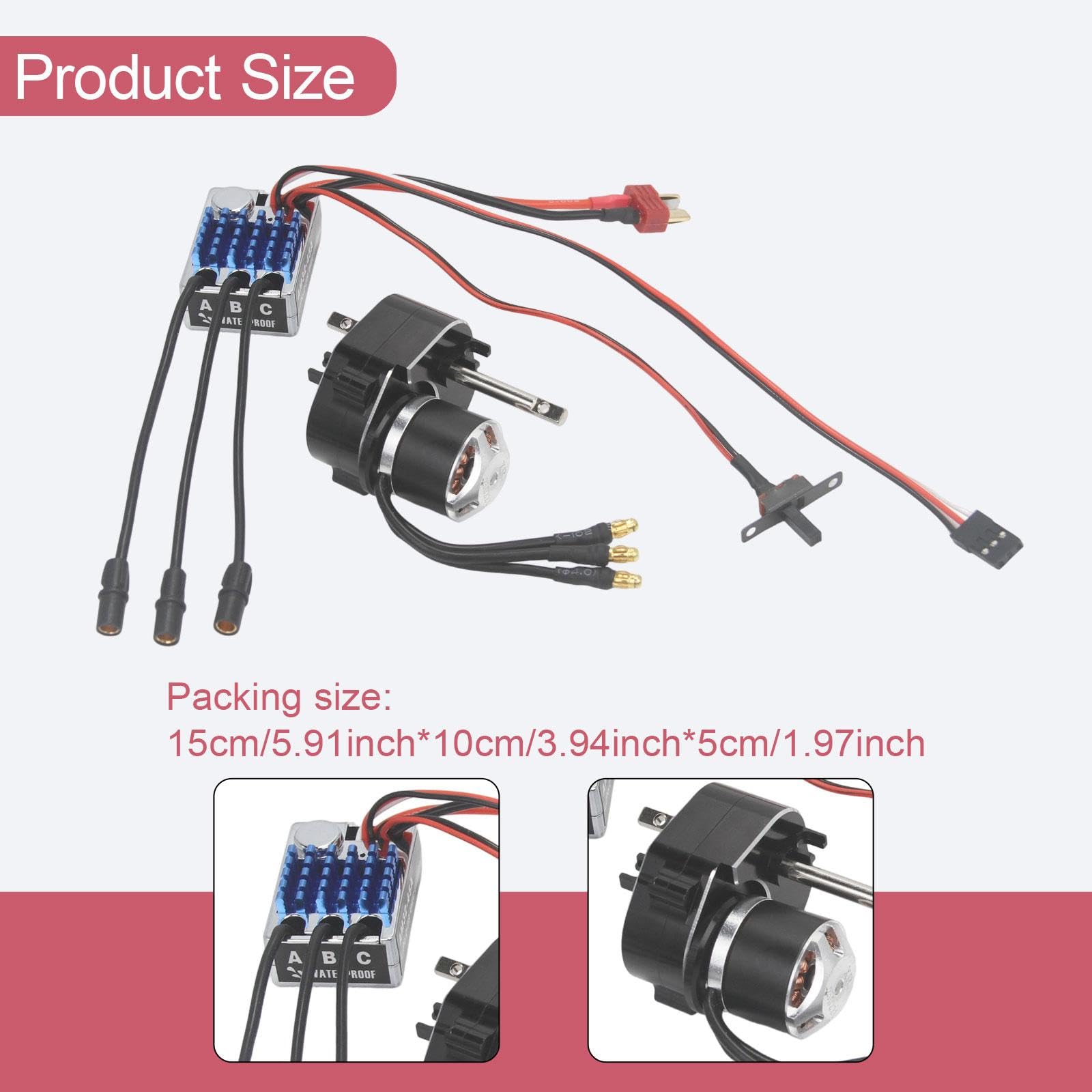 Colcolo Bürstenloser Motor -Metall -Getriebe ESC -Set RC -Zubehör für 1/12 RC -Autoersatzreparatur 23222600KV Motor für MN82 MN99S MN168, Schwarz Sm3.0