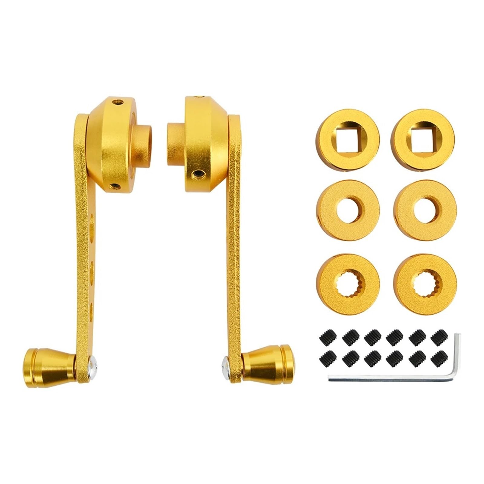 Lhdktee for Universal 2 Pack Aluminum Alloy Car Manual Window Lifting Crank Handle Winder Lifter Riser Car Car Window Handle(Glod)