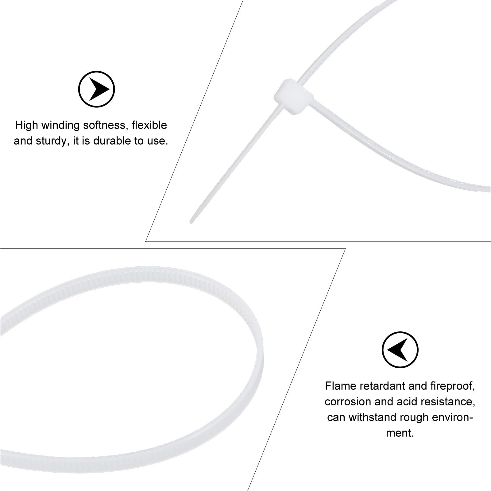 POPETPOP Bridas de Nylon Resistentes para Gestión de Cables, 1000 Unidades, Ligeras y Fáciles de Almacenar para Organizar Cables