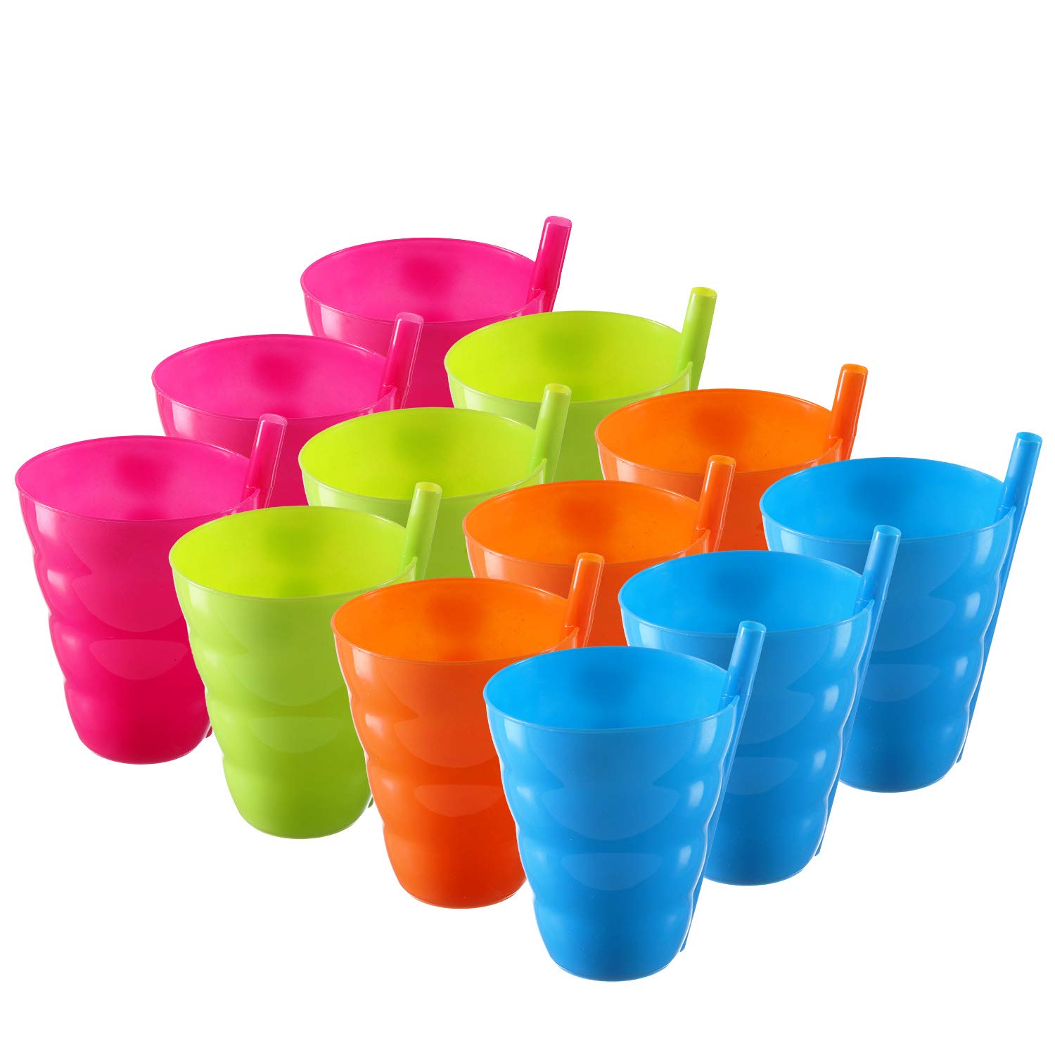 Buy Pack of 12 Cups 10 Oz Straw Cups for Straw Cup Plastic Straw Cup BPA Free Cup Fun