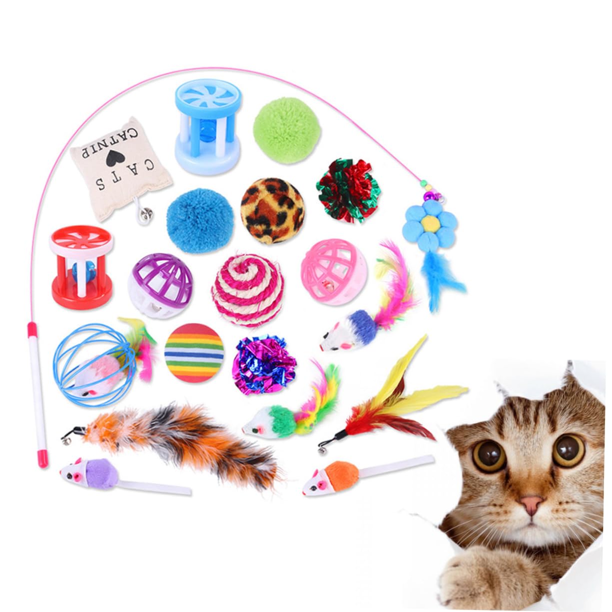 POPETPOP 40stücke Teiliges Katzen-Spielzeug-bälle Interaktive Katzenspielzeuge Mit Glocken Für Aktive Katzen Für Spiel Und Spaß Innenräumen Stärkt Die Bindung Zu Ihrem Haustier