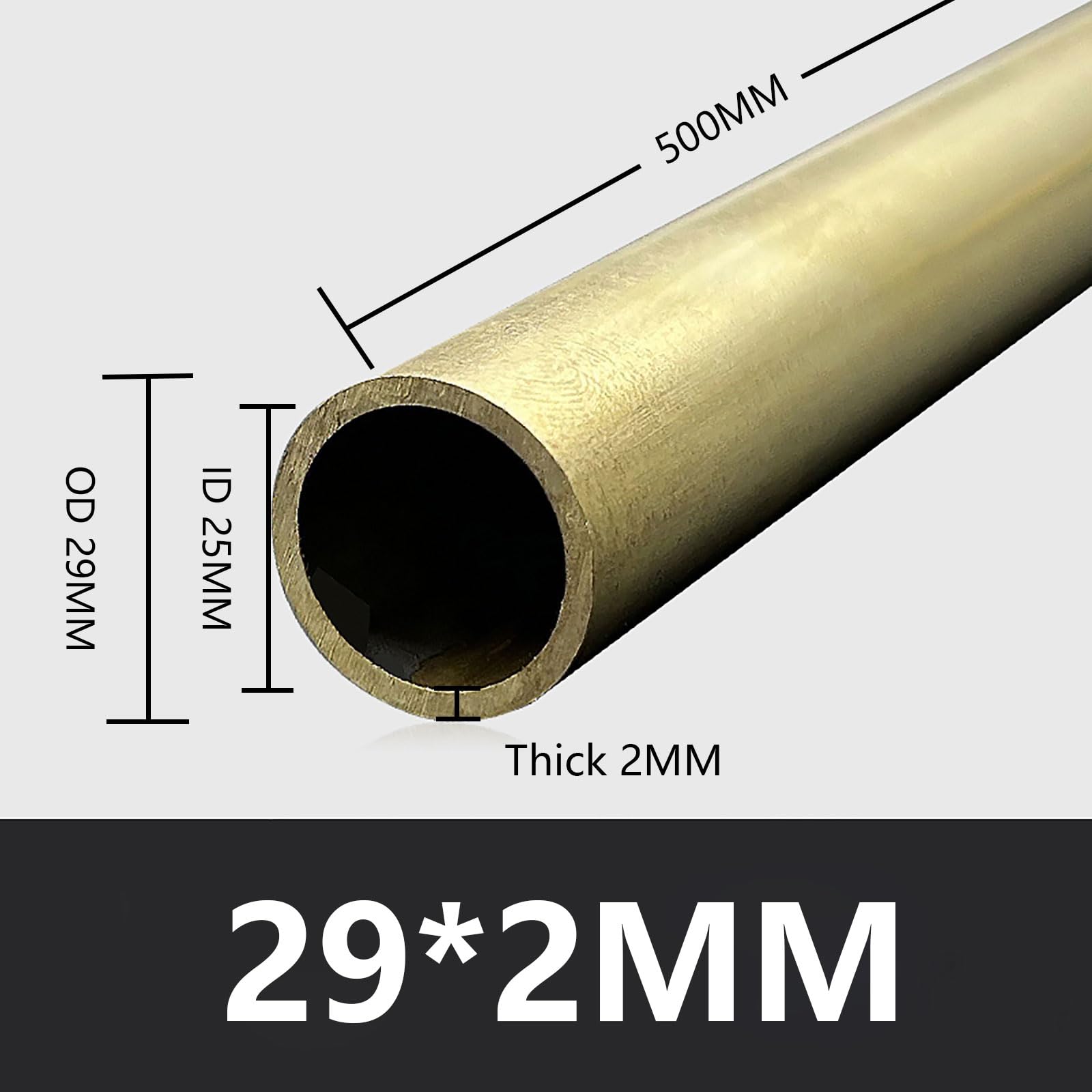 Okrągła rura mosiężna 29 mm OD 1/1,5/2 mm grubość ścianki × 500 mm długość wysoka wytrzymałość precyzyjne proste rury, 29 * 2 mm