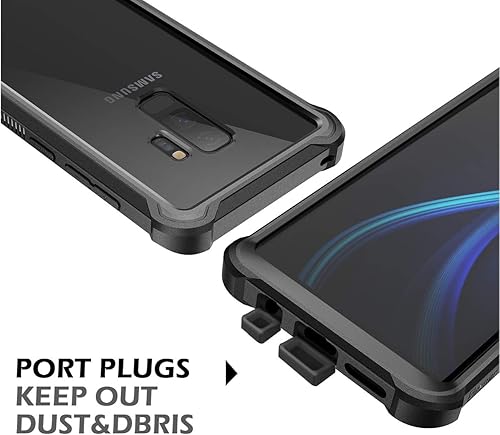 Vista 29 de Dexnor Funda compatible con Samsung Galaxy S9 Plus con protector de pantalla, marco galvanizado, cubierta trasera transparente, resistente 360