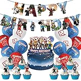 【SICHER UND ZUVERLÄSSIG】Roblox Gute Wahl für Partyartikel. Alle Luftballons aus hochwertigem Latex, der Cake Topper aus umweltfreundlichem Papier. Langlebig und recycelbar, nicht leicht zu brechen. 100% sicher für Kinder sein.
