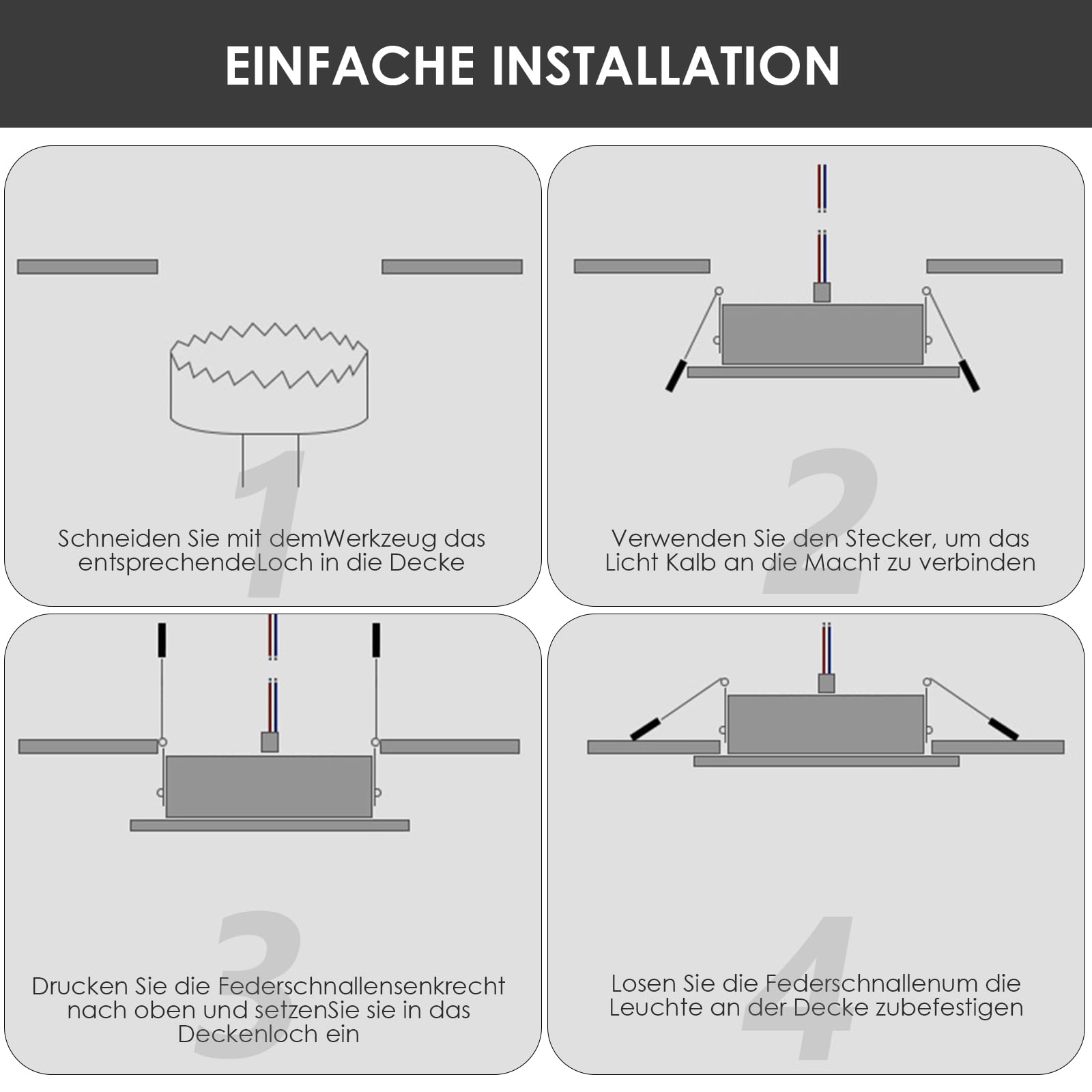 LED Einbaustrahler 230V Dimmbar, 7W 6er Set Einbauleuchten Deckenspots Deckenstrahler Lochöffnung Ø 85-100 mm, IP44 Ultra Flach LED Spots für Badezimmer Wohnzimmer
