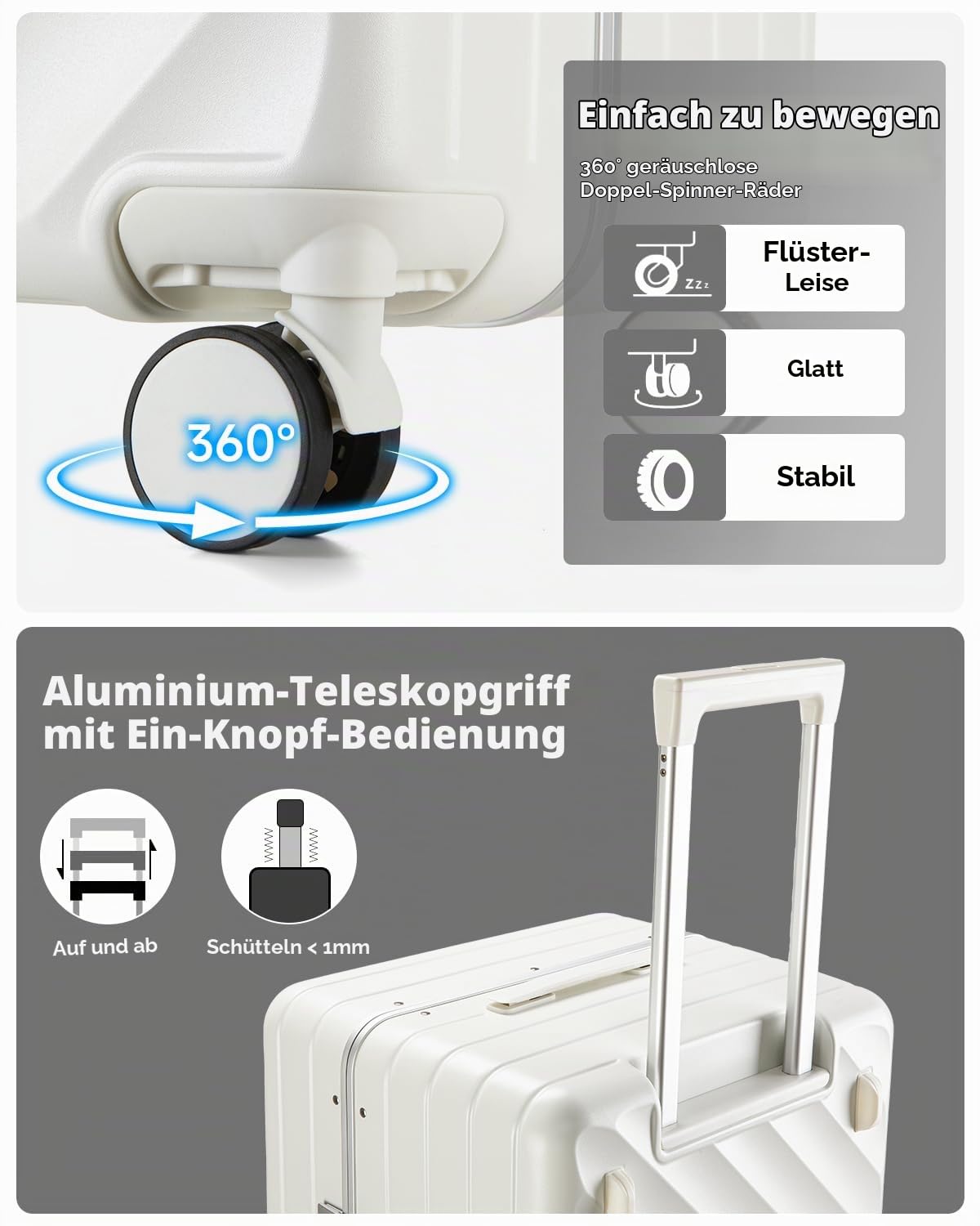 Sea choice Kofferset 2 Teilig Hartschale Trolley 20inch Handgepäck mit Laptopfach und Große Kapazität 30inch Koffer für alle Reise Alu-Rahmen Polycarbonat mit 4 Doppelräder TSA Zahlenschloss