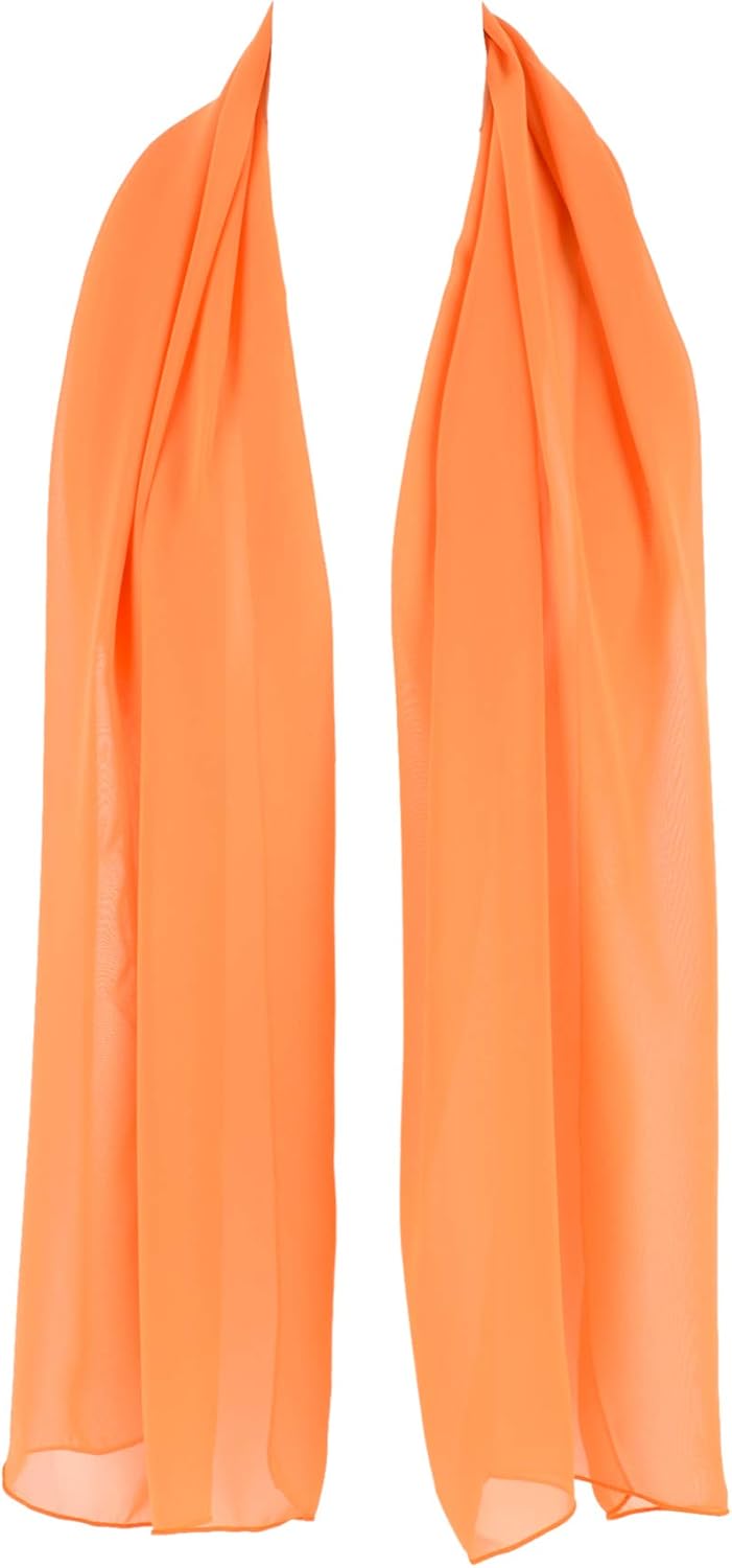 Hat To Socks Chiffon Scarf Sheer Wrap for Women Orange