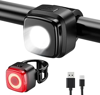 OnMeto Bicycle Light Set, IPX5 Waterproof Front Bicycle Lamp Rear Light Set, USB Type-C Rechargeable Bicycle Light Set for Bicycle