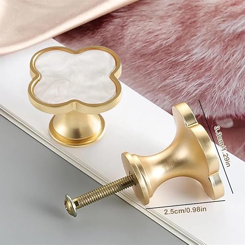 Miniatura 2 de 15 pomos de trébol, mango de trébol de cuatro hojas, tiradores creativos de cajón de gabinete, pomos dorados para muebles, aparador, armario, baño,