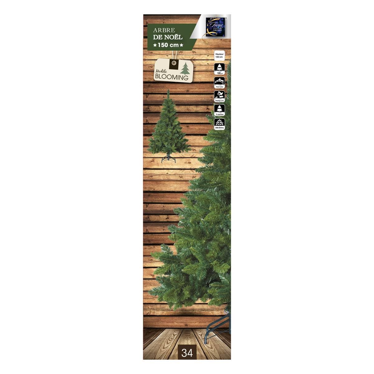 Sapin de Noël artificiel blooming VERT - Hauteur 1m50 - 369 Branches - Qualité luxe