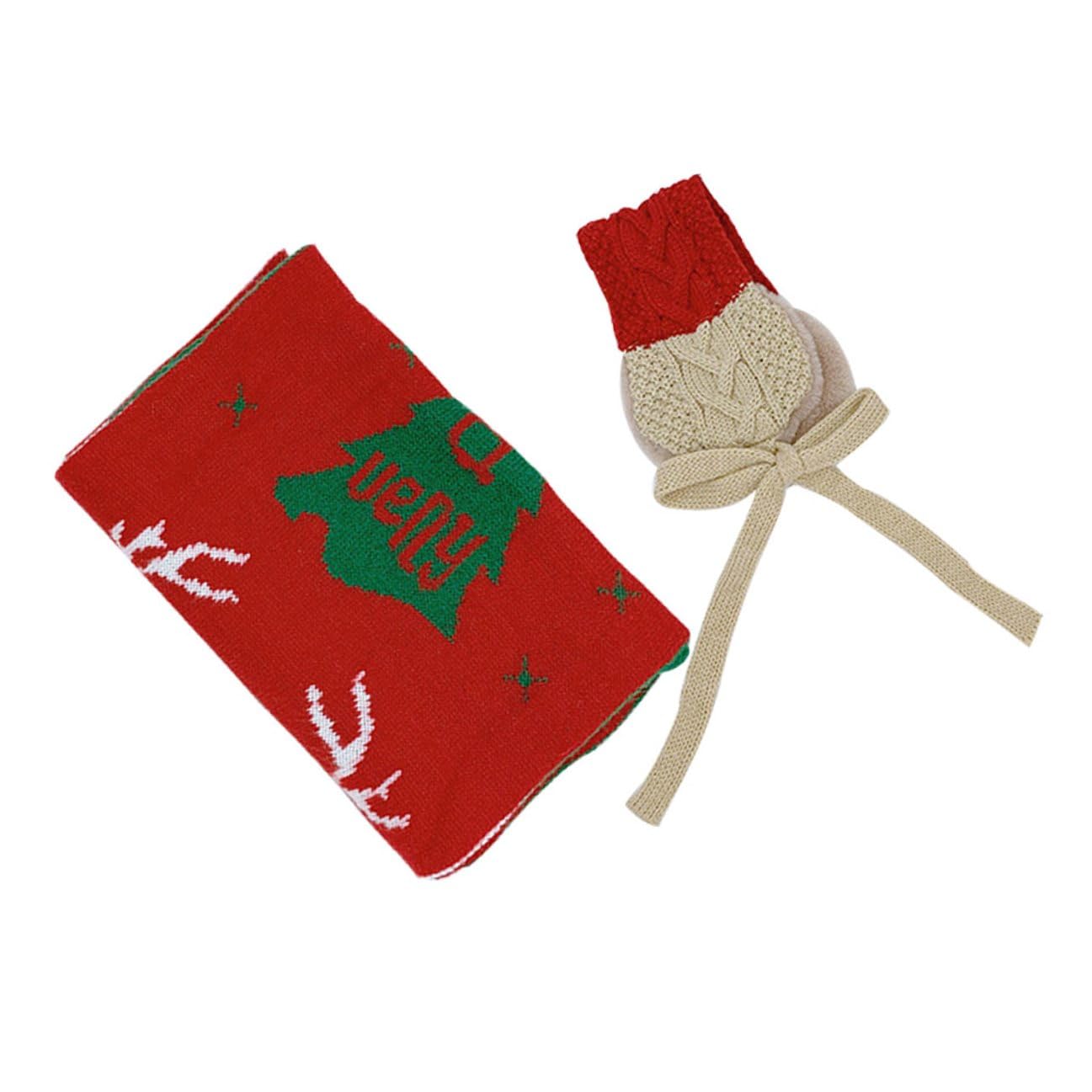 Bufanda Navideña Roja y Verde con Orejeras de Invierno Infantiles 8