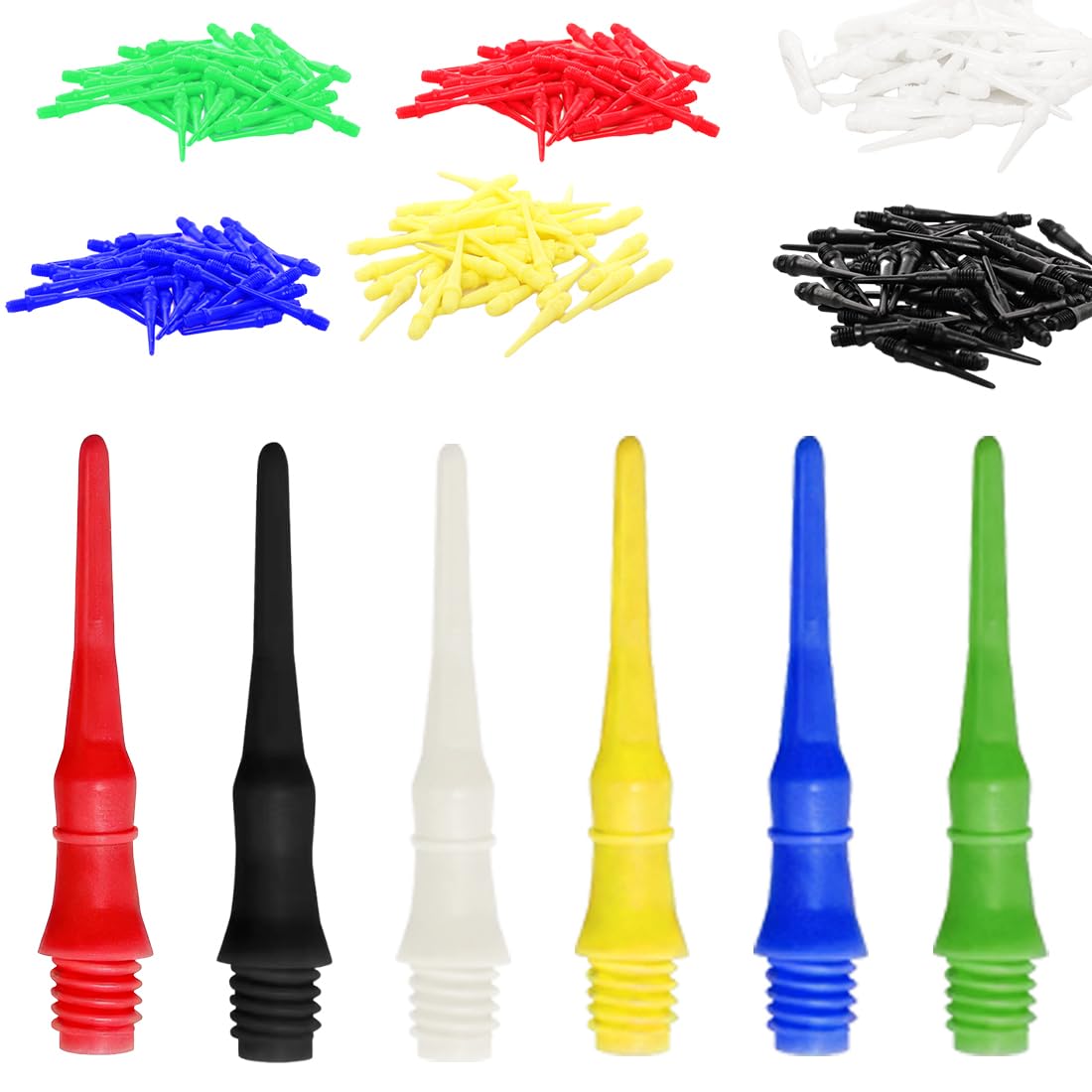 60 Puntas de Dardos de plástico ultrarresistentes y duraderas, Rosca 2BA, Dardos (6 Colores)