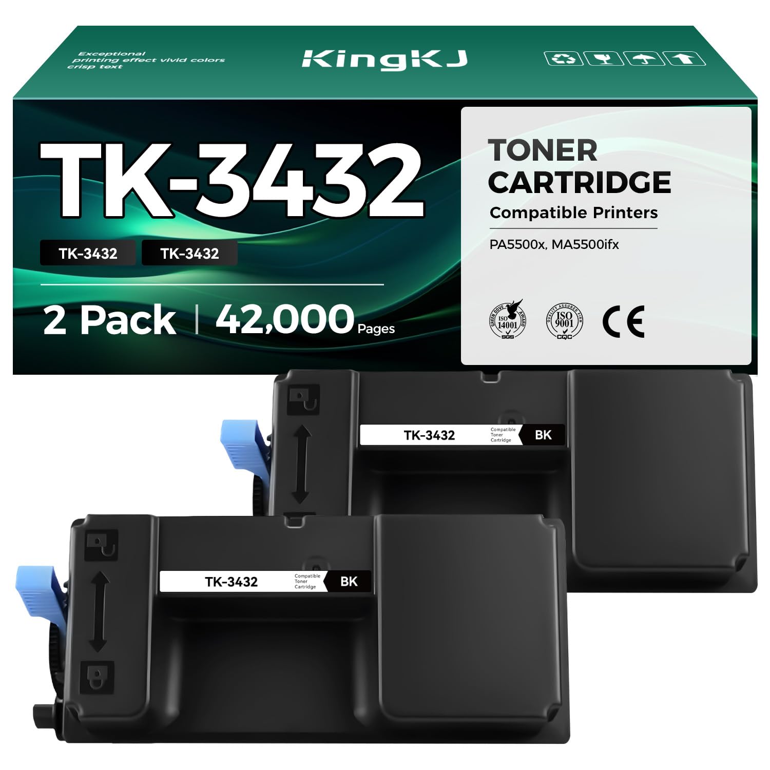 TK-3432 TK3432 Toner Cartridge Black 2-Pack High Yield with Chip Replacement for Kyocera TK-3432 1T0C0W0US0 Compatible with Kyocera ECOSYS PA5500x MA5500ifx Laser Printers,21,000 Pages Monochrome Ink