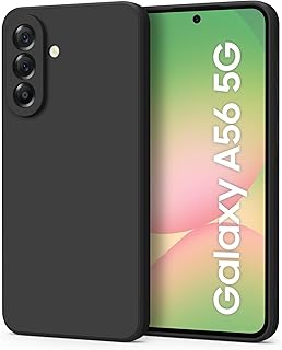 جراب حماية من السيليكون السائل بتصميم رفيع أنيق لحماية كاملة لموبايل سامسونج جالاكسي A56 شبكة الجيل الخامس 5G من AK (أسود)