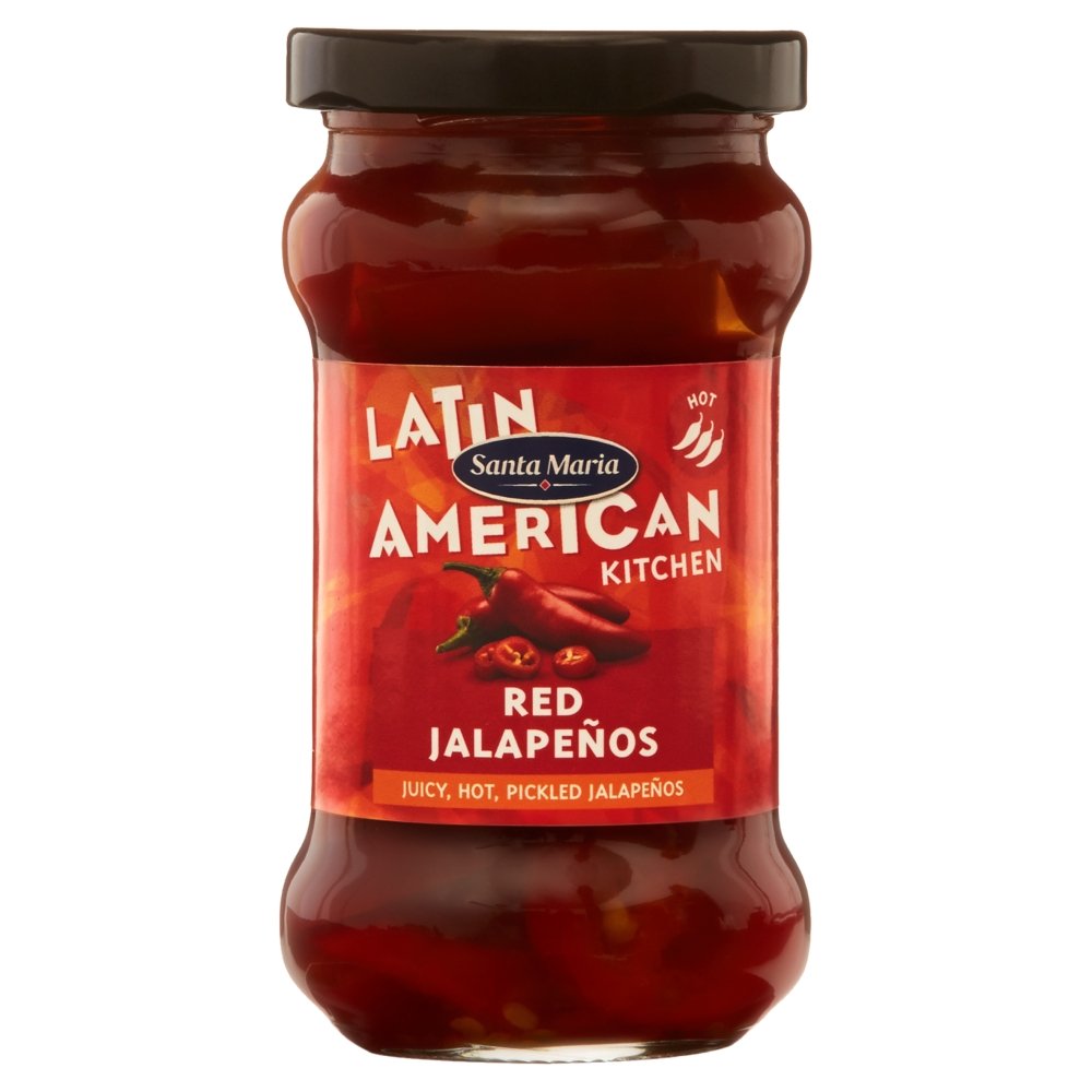 Santa Maria Red Jalapenos - 90g | Large Pack of Spicy Pickled Mexican Jalapeno | Great with Tacos, Tortilla Chips & Dip or Fajitas