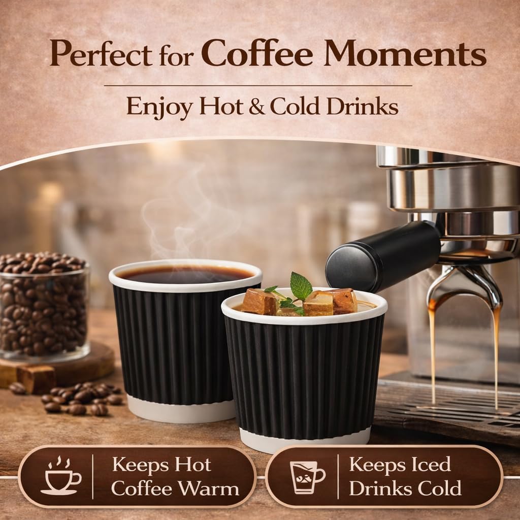 200 Pack 4 oz Espresso Cups, Disposable Paper Coffee Cups for Hot & Cold Drinks, Small Coffee Cups for Espresso, Tasting, Party, Office