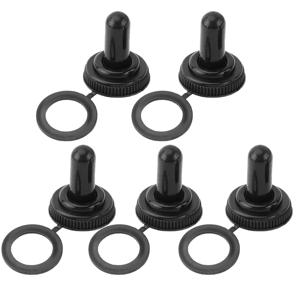 MKBKLLJY 5Pcs 12mm/0.47inch Mounting Hole Black Waterproof Dustproof Rubber Boot Covers Toggle Switch Thread Cover Weatherproof Protector Cap for Most Toggle Rocker Switch