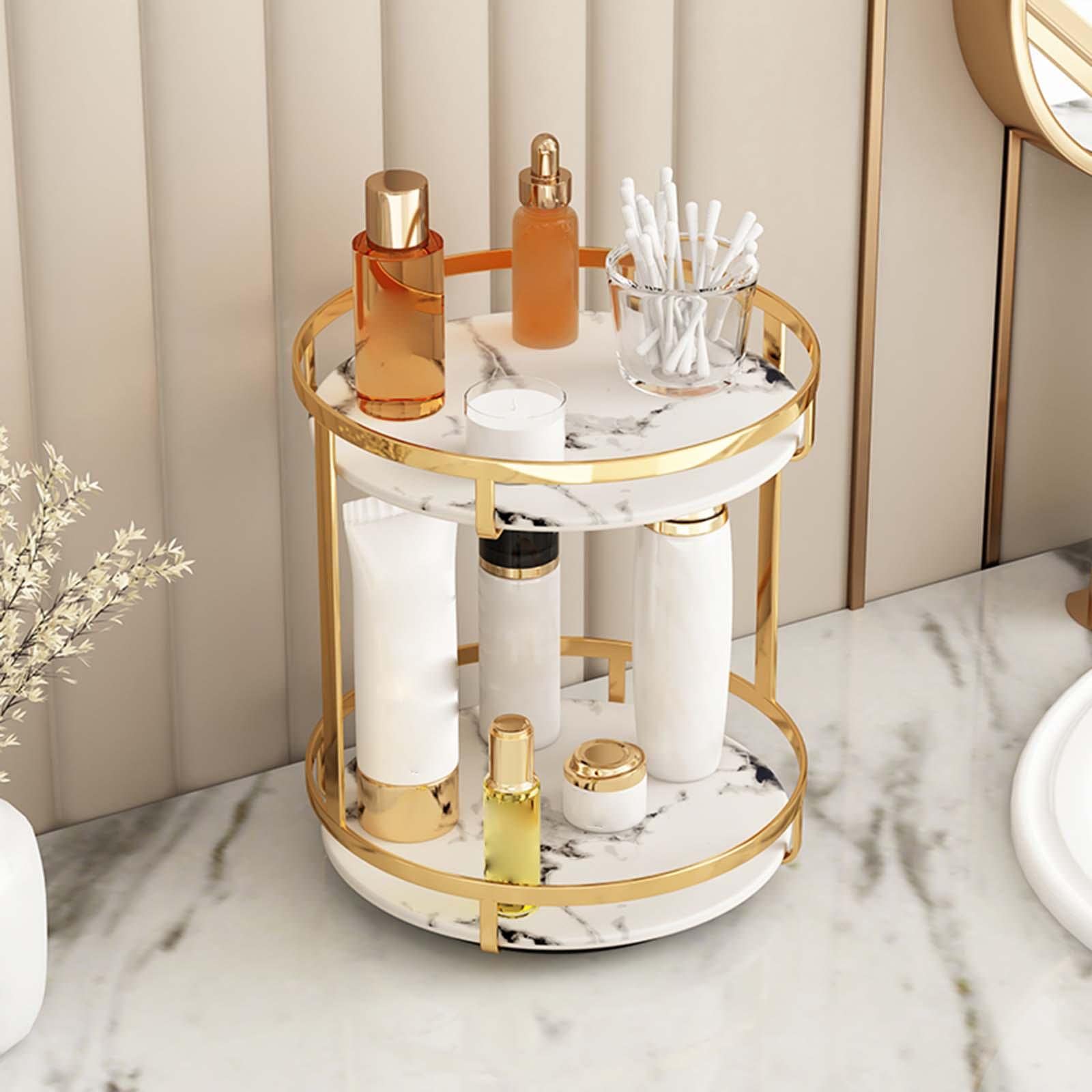 Makeup Organizer Kosmetikregal Make Up Halter Aufbewahrungsständer mit Herausnehmbarer Melaminharzplatte Und Kohlenstoffstahl für Badezimmer