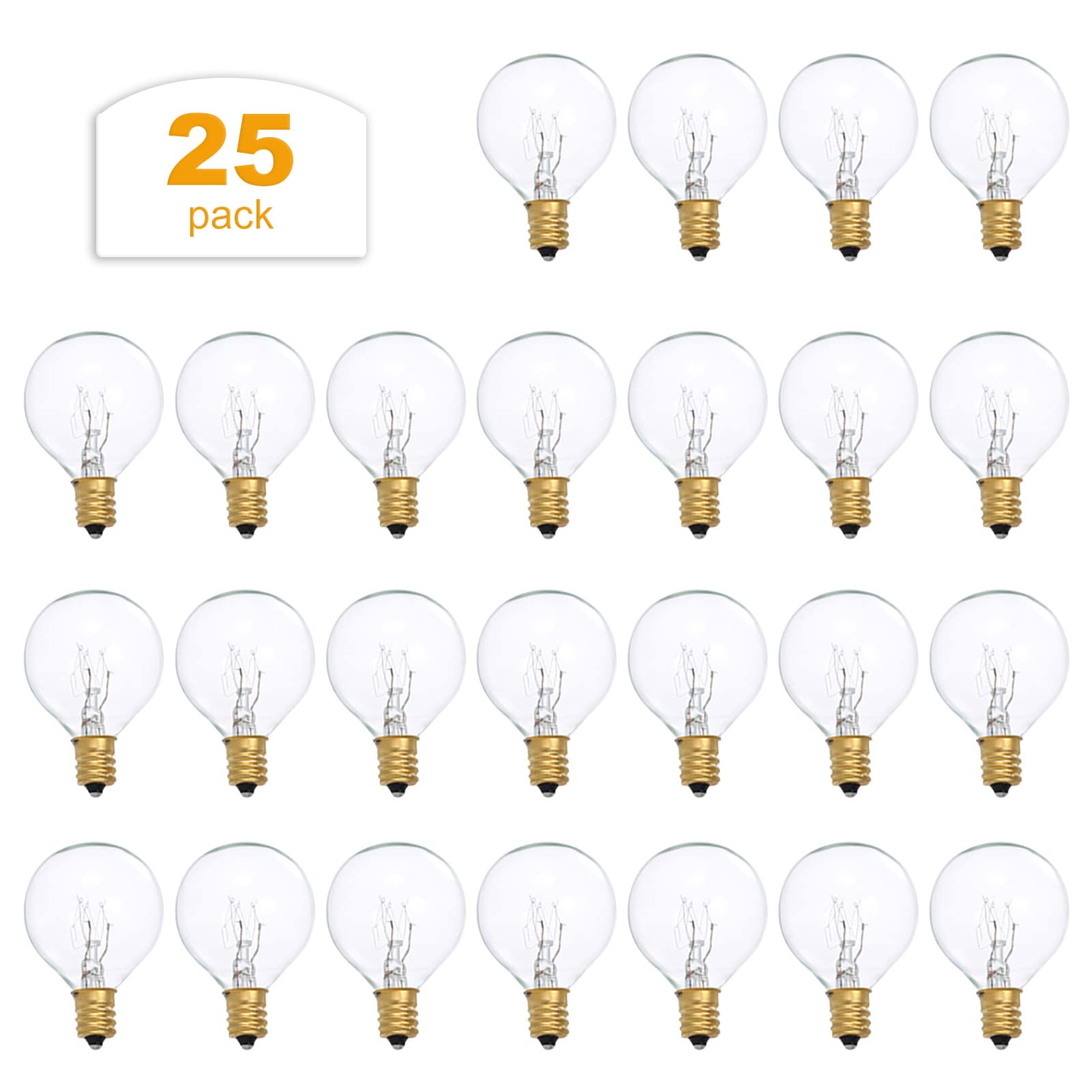 Kavolet 25 Pezzi G40 LED Lampadina di Ricambio, 7W Globo Trasparente, E12 Base, per Decorazione Patio Esterno casa Festa Nuziale