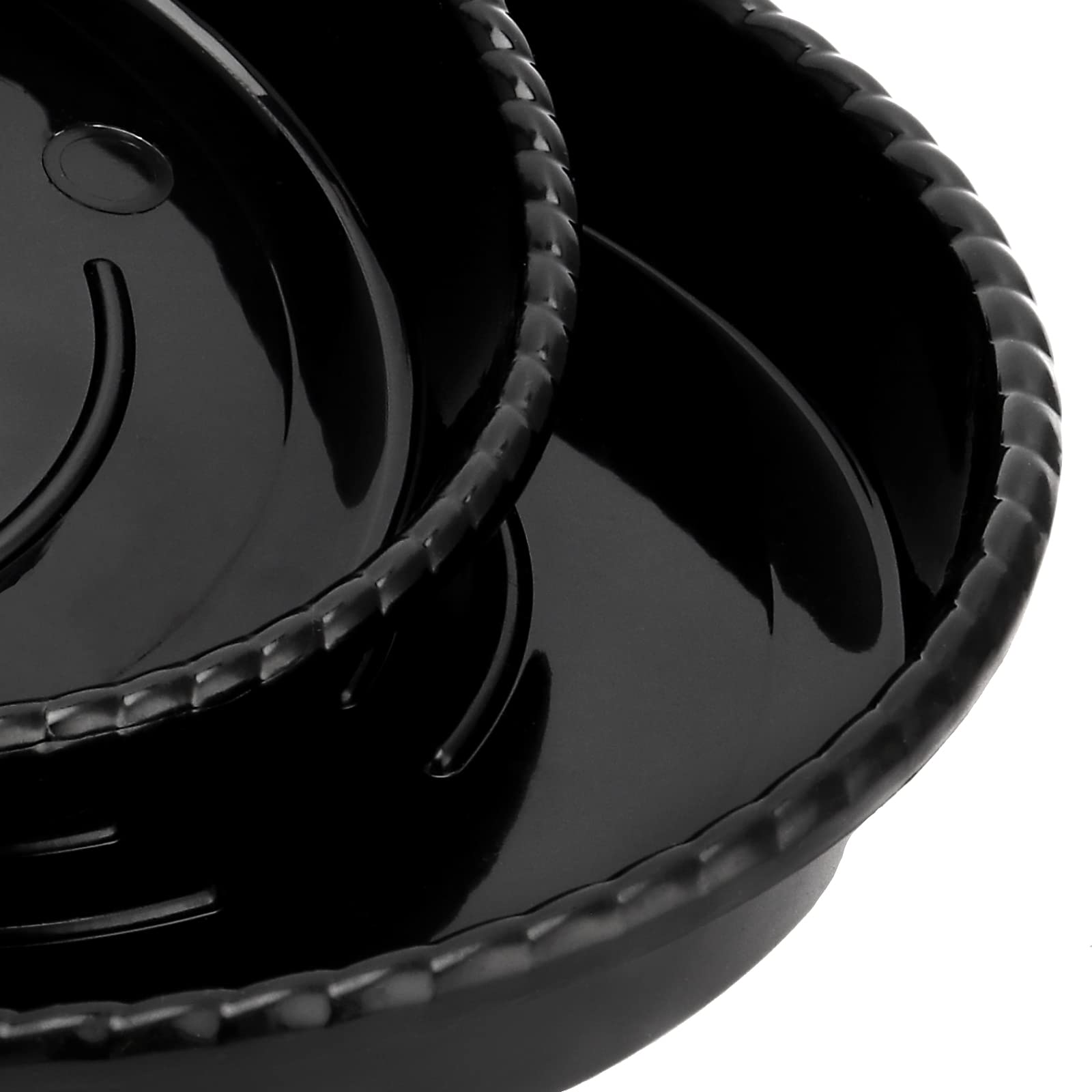 Lot de 15 dessous de pot de fleurs ronds en plastique - 30 cm - Noir - Pour l'intérieur et l'extérieur