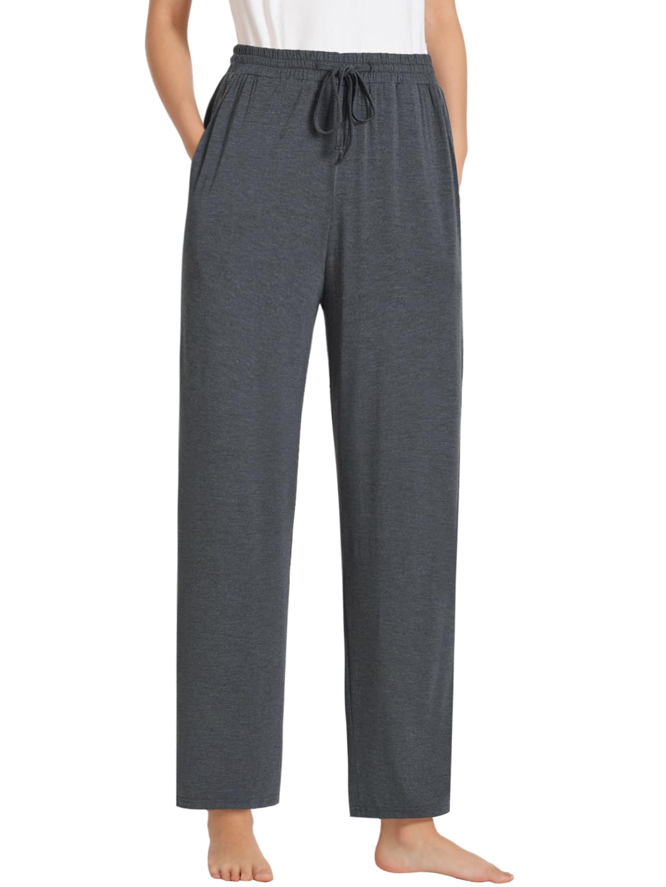 Latuza Women's Tall Pajama Pants Soft Bamboo Viscose Lounge Pants with Pockets — Dark Gray by Amazon
