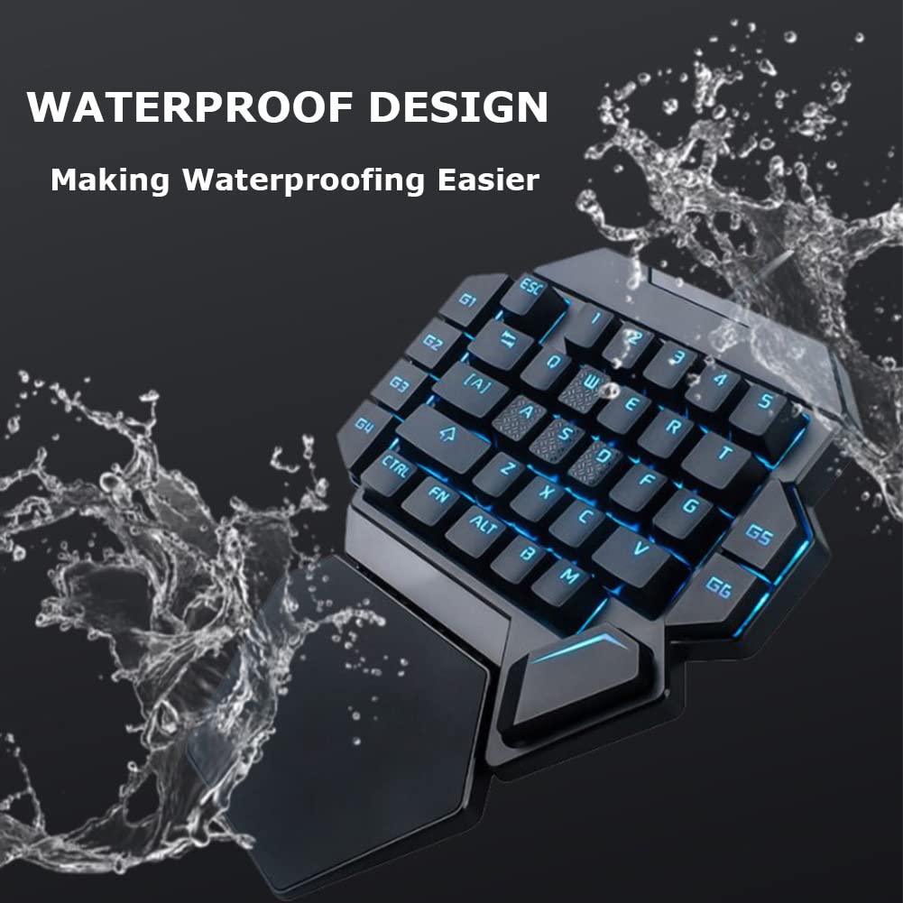 Diyeeni Tastiera meccanica a una mano, tastiera da gioco RGB 35 tasti interruttore blu, tastiera da gioco cablata USB per laptop PC Pro Gamer