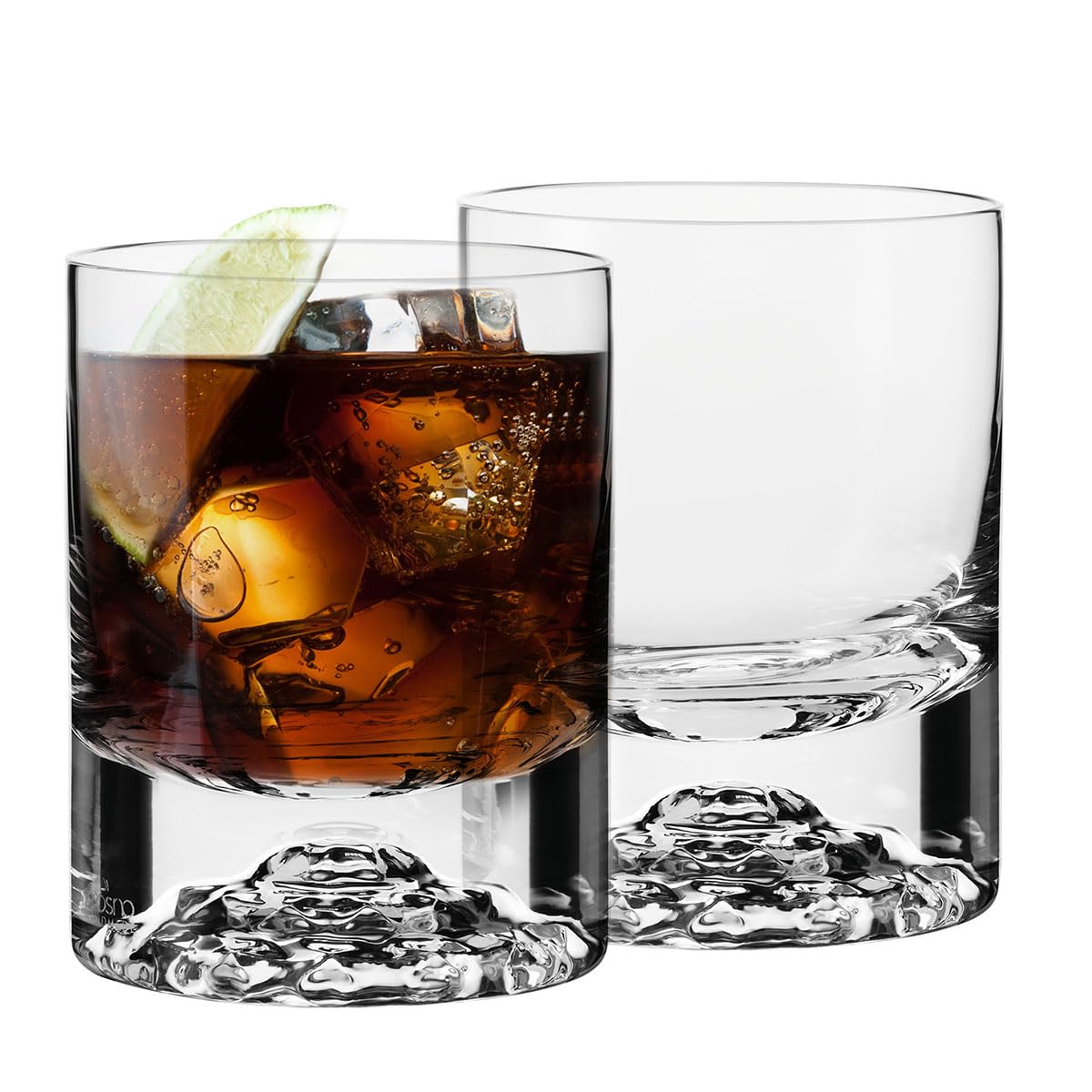 KROSNO Szklanki do whisky i szkockiej | Komplet 2 x 300 ml | Kolekcja Perfect Serve | Produkcja ręczna | Efektowne tłoczenie, Grube dno | Na prezent | Bezołowiowe szkło kryształowe | Mycie ręczne