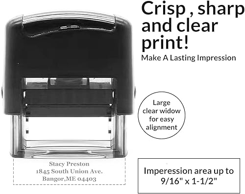 Miniatura 6 de Sellos grandes de dirección de retorno  hasta 3 líneas  Sellos de goma autoentintados personalizables  Muchas opciones de fuente para