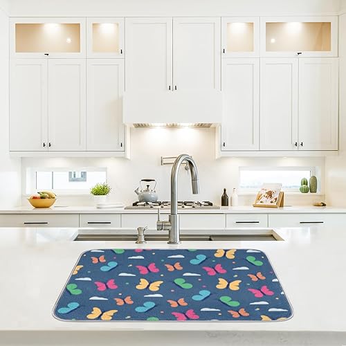 Miniatura 2 de Butterfly Brilliance Premium Dish Drying Mat for kitchen counter - Absorbent Polyester Fabric, Non-Slip Backing - Ideal for Kitchen Counters - 18x24