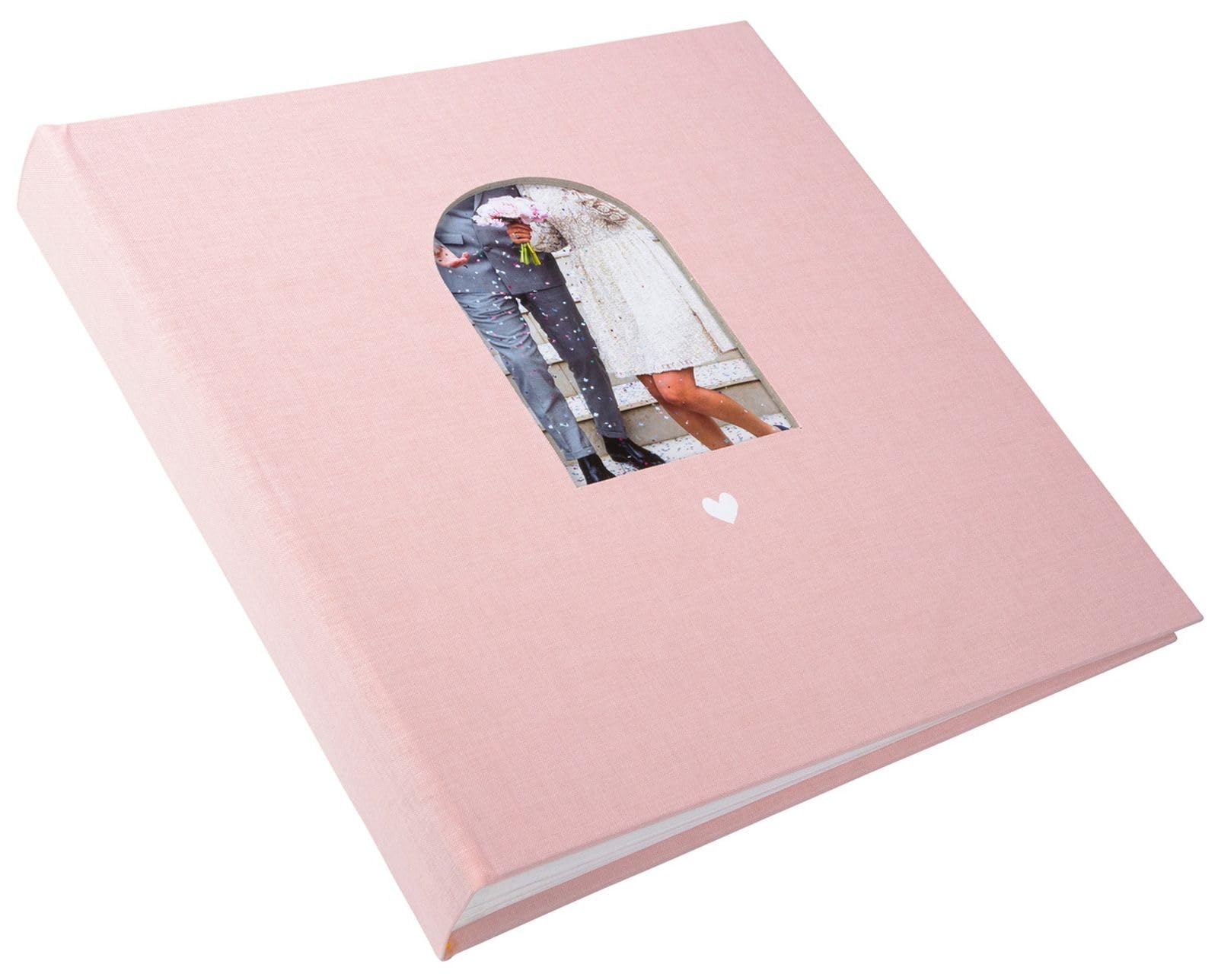 goldbuch 08 046 Hochzeitsalbum Herzensmoment Rosa, Fotoalbum mit Fensterausschnitt, Erinnerungsalbum mit 60 weißen Seiten und Pergamin-Trennblättern, Fotobuch, Einband aus Leinen, ca. 31 x 30 x 4 cm