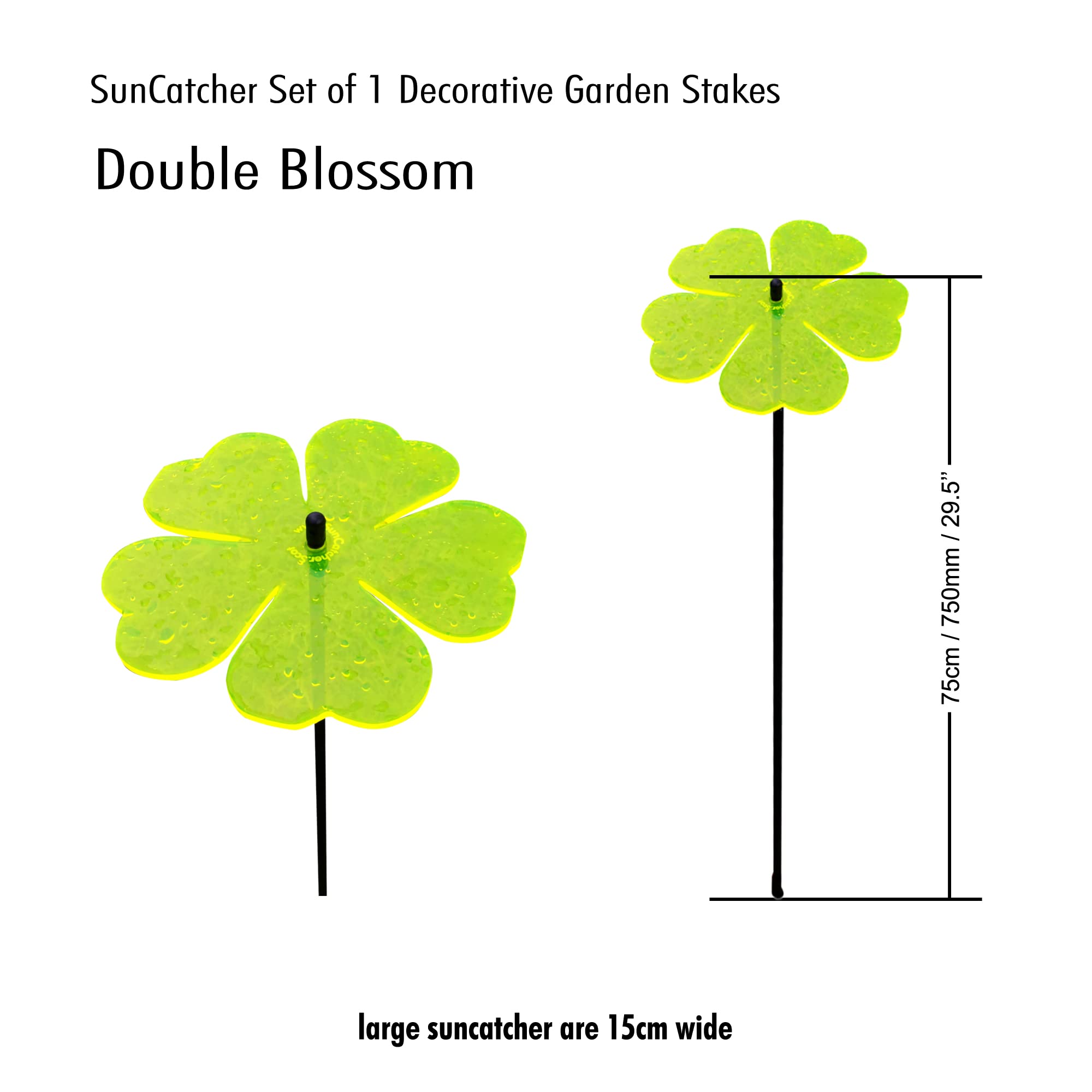 Incandescente Doppio Fiore Set di 3 Sun Catcher Grandi Picchetti