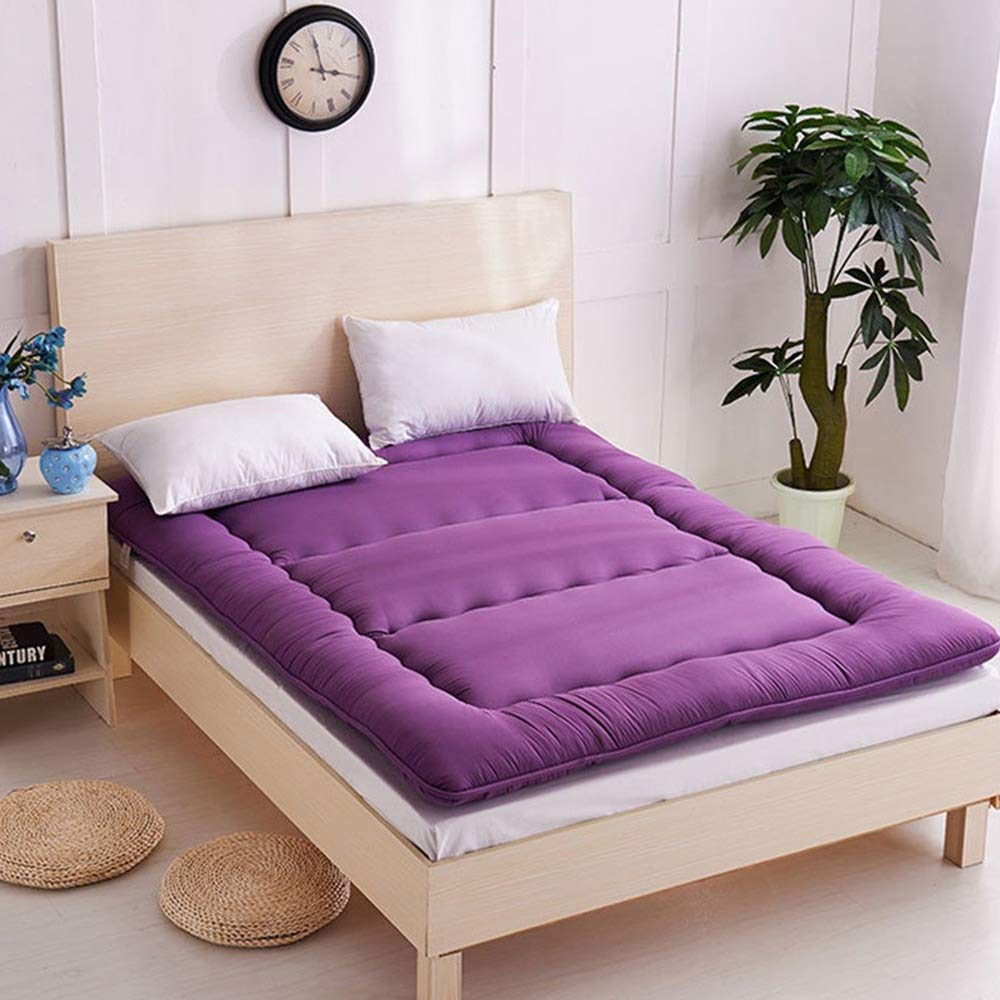 HJGHY Japanese Floor Mattress Futon Mattress, Thicken Tatami Mat Sleeping Pad Foldable Roll Up Floor Mat for Bedroom Living Room,Purple,Queen