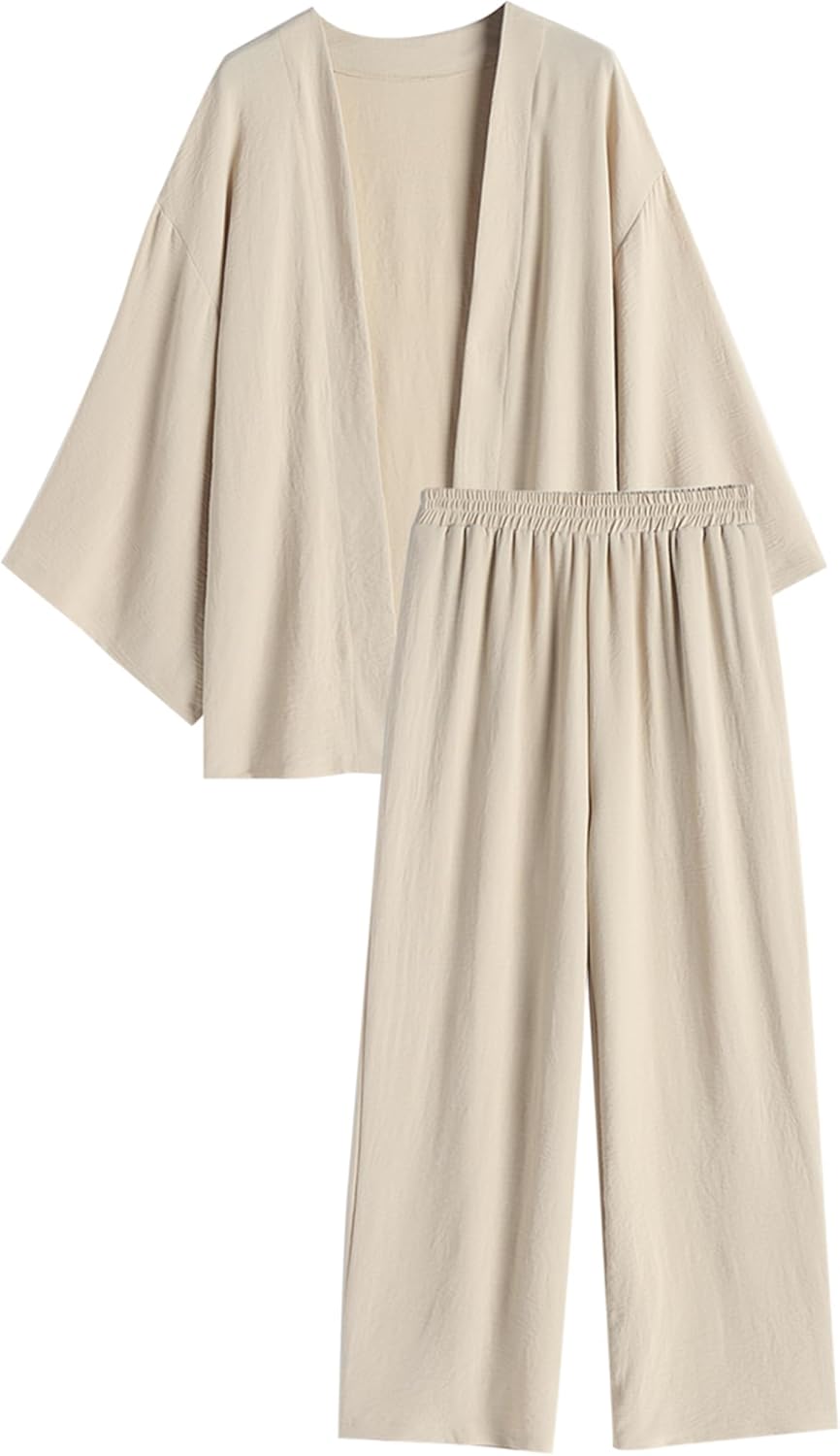 ZAFUL Women 2 Piece Tracksuits Outfits Loungewear Sets Solid Loose Cardigan Suits And Wide Leg Pants Casual Suits