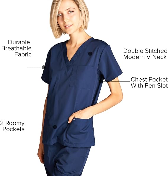 Dagacci Scrubs Medical Uniform Women and Man Scrubs Set Medical Scrubs Top and Pants