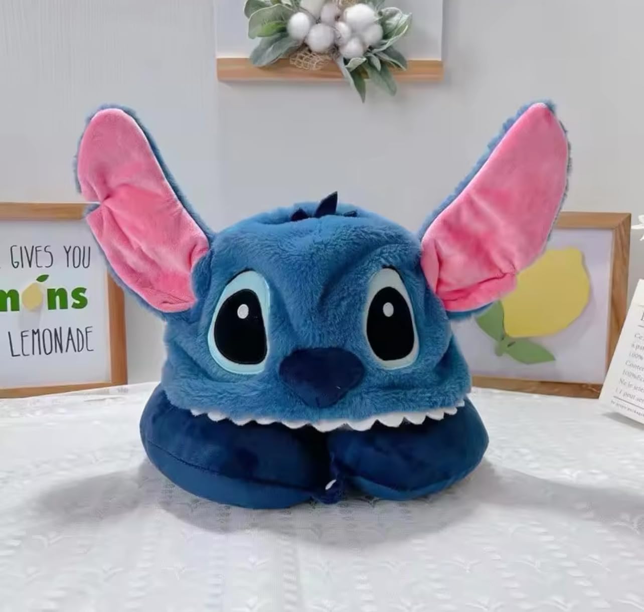 Stitch Hooded Neck Pillow with 3D Ears, Travel Accessories for Airplane, Car and Office, Comfortable and Breathable, Blue 2 in 1 Cap Cozy Travel Cushion Head Stress Relief, Polyester, Airplane Home Stitch Hooded Neck Pillow with 3D Ears, Travel Accessories for Airplane, Car and Office, Comfortable and Breathable, Blue 2 in 1 Cap Cozy Travel Cushion Head Stress Relief, Polyester, Airplane Home