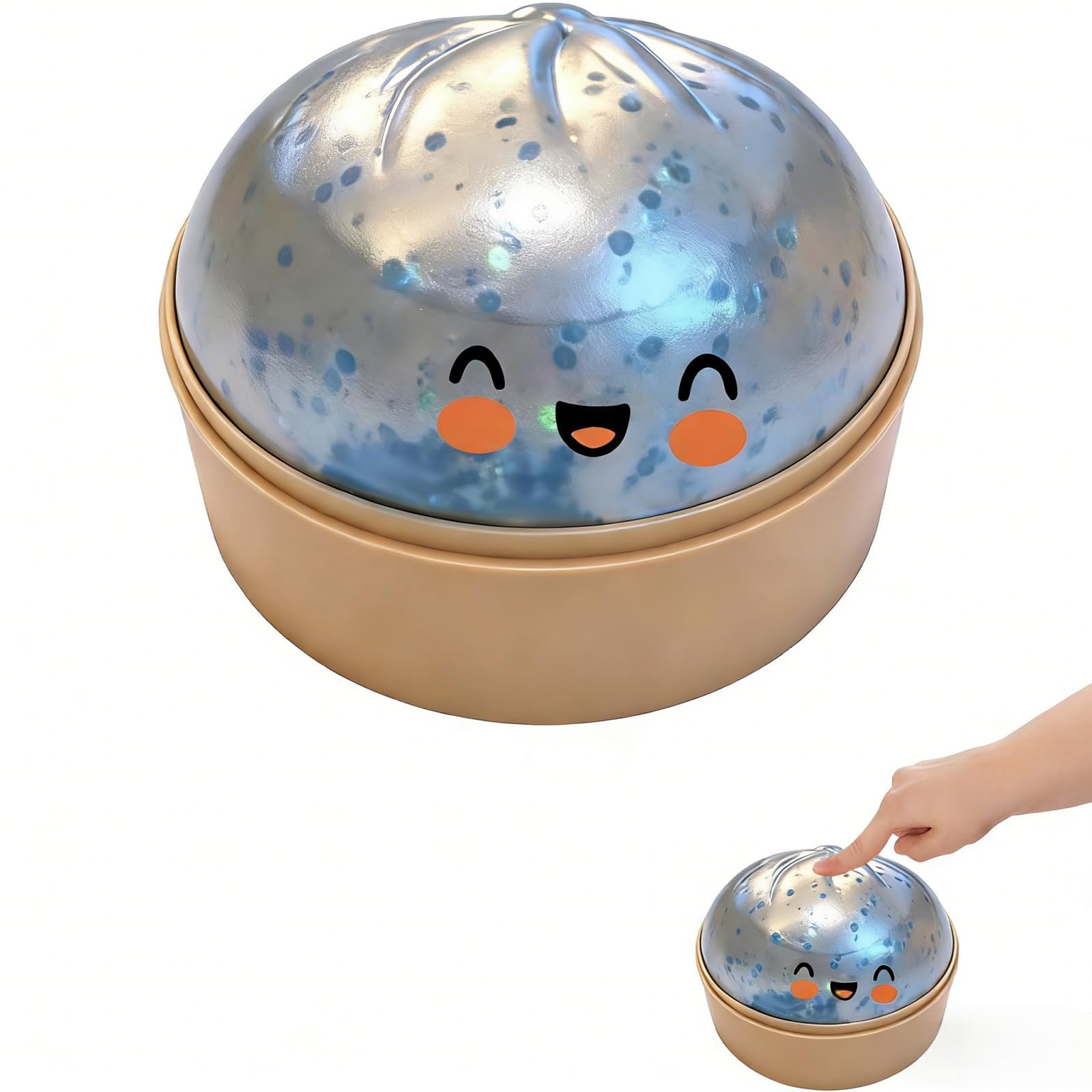 Giant Dumpling Squishy, New Colorful Dumpling Stress Fidget, Glitter Dumplings Squishies Toy, Stress Relief Squishy Toys, Cute Soft Glitter Calming for Relaxation , With steamer box to relieve anxiety