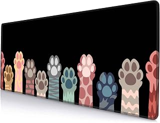 Armanza Large Mouse Pad, 31.5x11.8 Inch with Stitched Edges, Extended Mousepad, Non-Slip Rubber Base, Colorful Cat Paws Desk Mat, Gaming Keyboard Pad for Gamer, Office & Home