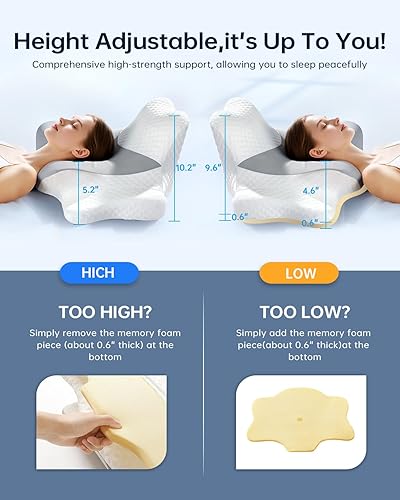 Miniatura 9 de Almohadas de espuma viscoelástica para aliviar el dolor, almohada cervical para aliviar el dolor de cuello y hombros, almohada ergonómica ajustable