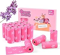 LIAYLILI 256 Count Pink Dog Poop Bags Rolls - Thick Leakproof Lavender Scented Eco-Friendly Pet Waste Bags 9x13"