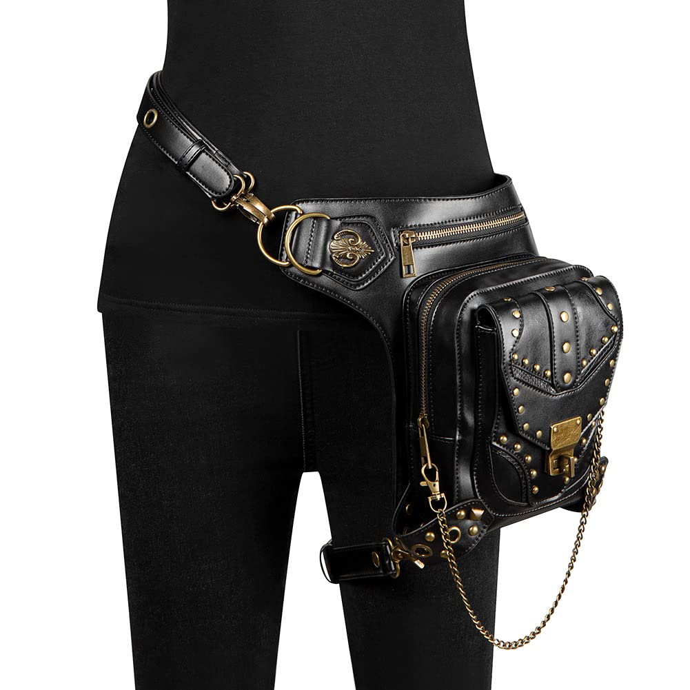 Hommes Femmes Punk Tactique Goutte Jambe Bras Sac Pack Ceinture Imperméable pour Randonnée Camping Vélo Sport en Plein Air Sacs Banane Sport Sac À Bandoulière Sacs Banane Ville (1)