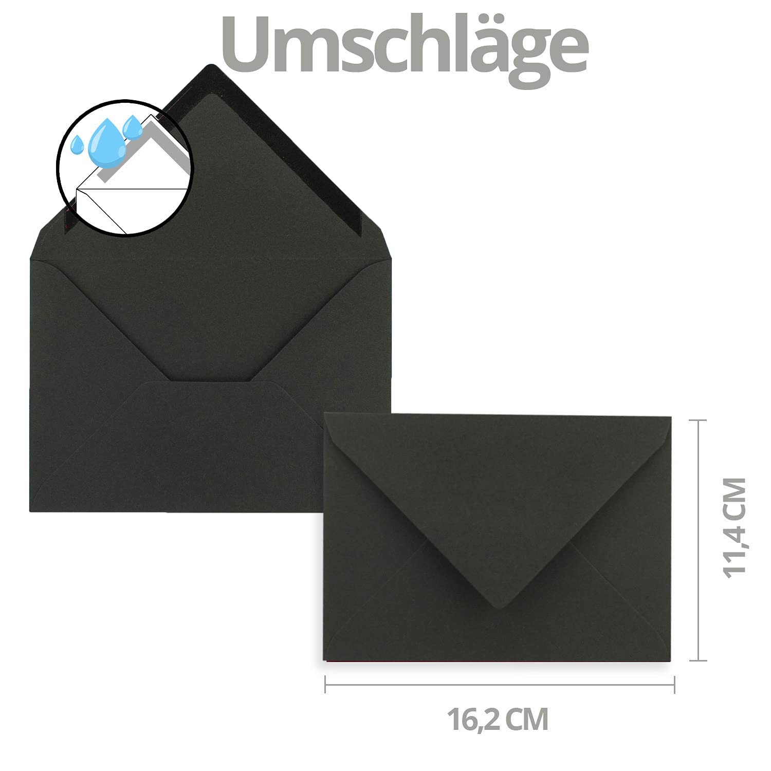 Juego de 75 tarjetas de Navidad sostenibles DIN A6 en azul con árboles de Navidad y texto – Tarjetas plegables con sobres DIN C6 en papel de estraza negro – saludos de Navidad para empresas y privadas