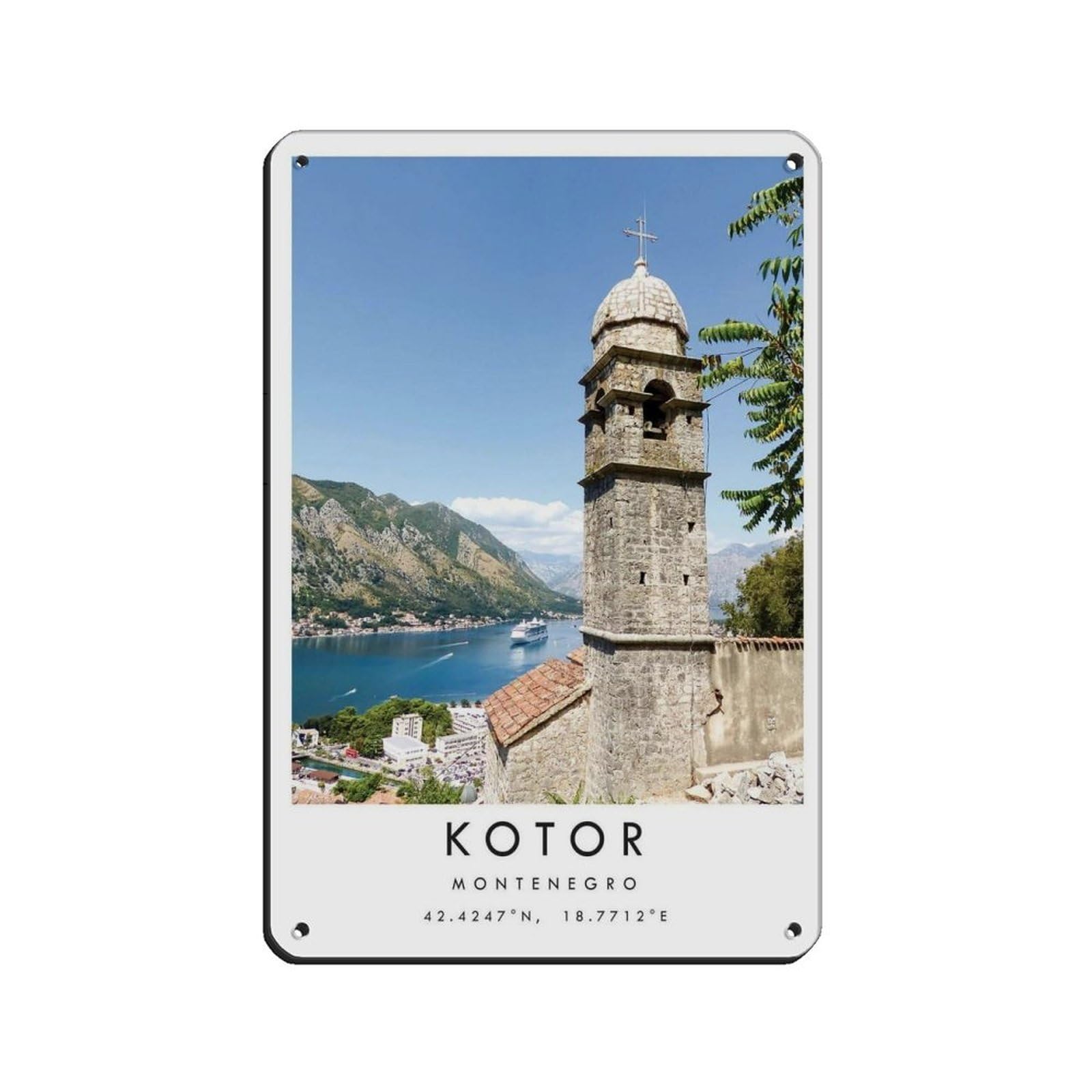 Kotor Travel Tin Sign Vintage Metal Pub Club Cafe Bar Home Wall Art Decoration Poster Retro 8x12inch(20x30cm)